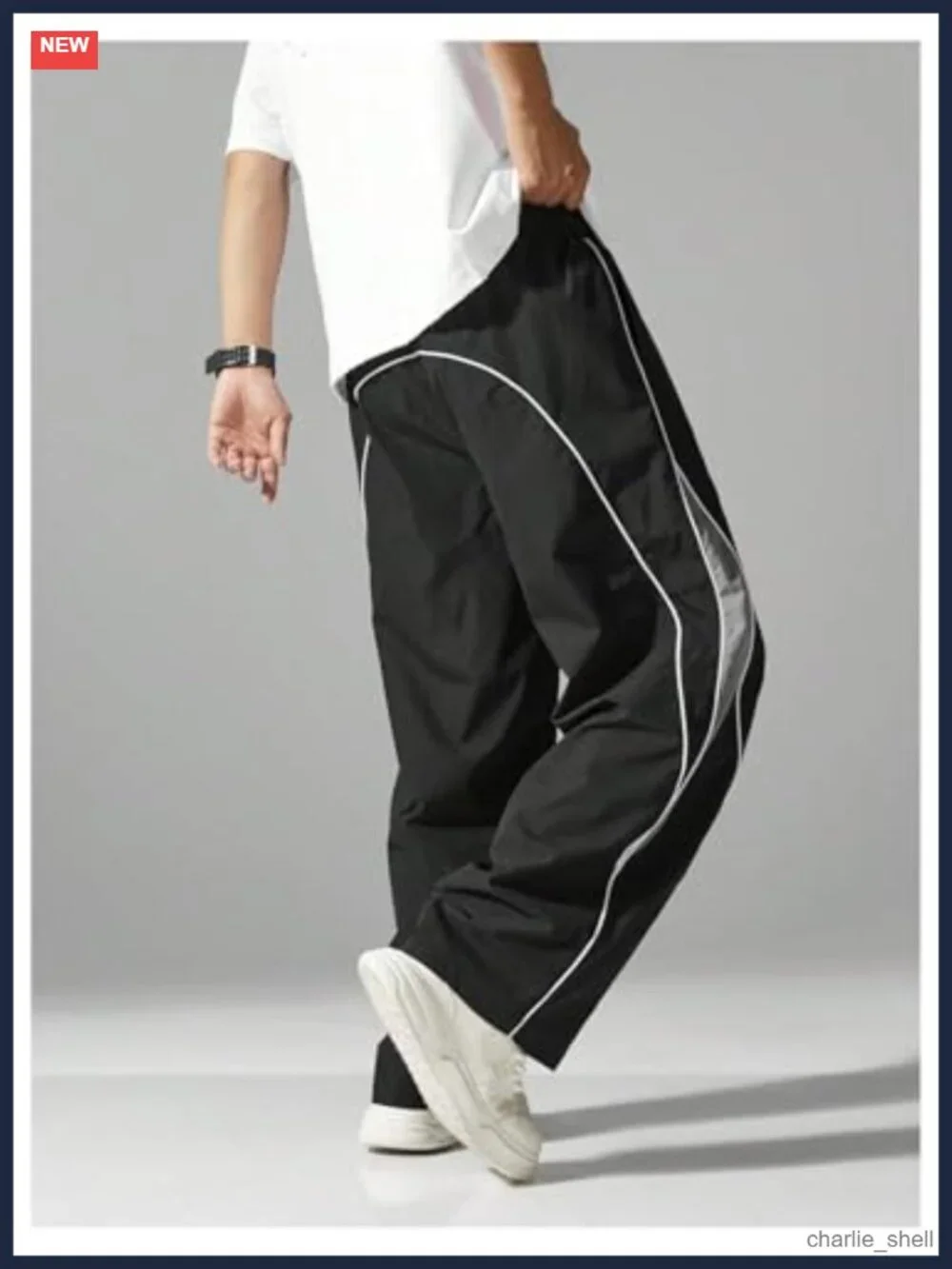 Men's Y2K Baggy Sweatpants Parachute Drawstring Wide Leg Cargo Track Pants